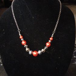 Silver and Orange Necklace