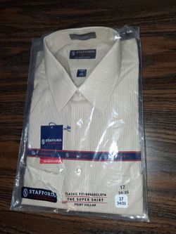 NEW STAFFORD LONG SLEEVE MEN'S DRESS SHIRT 17 34/35