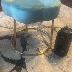 LIKE NEW Teal Velvet Upholstered Vanity Accent Stool