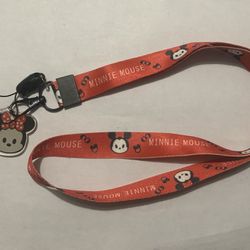 Minnie Mouse - Disney Trading Pin Lanyard with Detachable Plastic Charm NEW