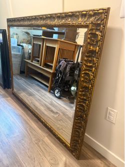 Vintage Gold Ornate Wall Mirror 46x60 - Heavy Solid Frame