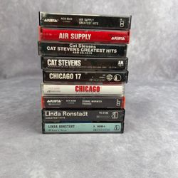 VTG Cassette Tape Lot of 9 Cat Stevens Greatest Hits Chicago 17 Linda Ronstadt