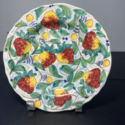 Giacomini Orvieto Ceramiche Italy Hand Painted Pears Lemons Signed Wall Plate