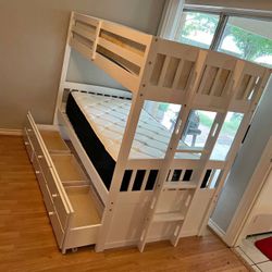 New BB41 TWIN/TWIN Bunk Bed w/Twin Trundle + 3 Drawers White Financing Available $54 Down payment 