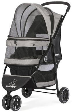 Pet Stroller, 3 Wheel, Quick Fold, 30 lb Capacity, Gray, NEW