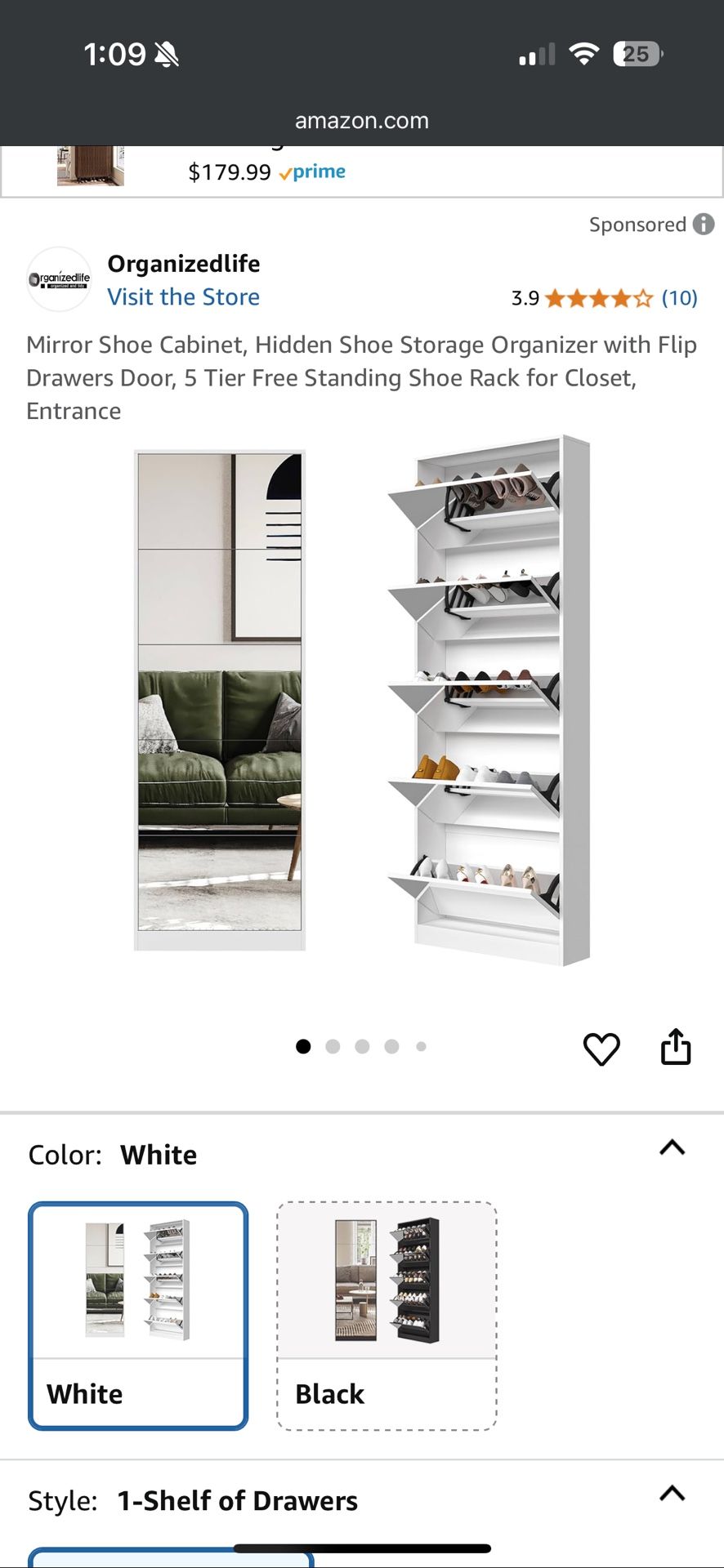 Amazon White Mirror Shoe Organizer Storage