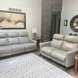Leather Power Reclining Sofa and Loveseat 