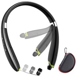 Bluetooth Headphones,LOVOCOO Neckband Bluetooth Headset with Retractable Earbuds, Foldable Wireless Bluetooth Headphones Built in Noise Cancelling Mic