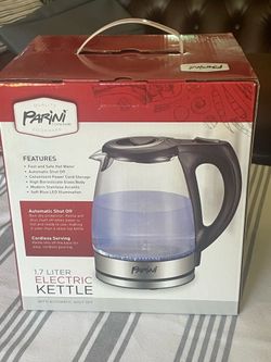 Parini 1.7 Liter Electronic Kettle. Cordless Serving, Auto Shutoff.