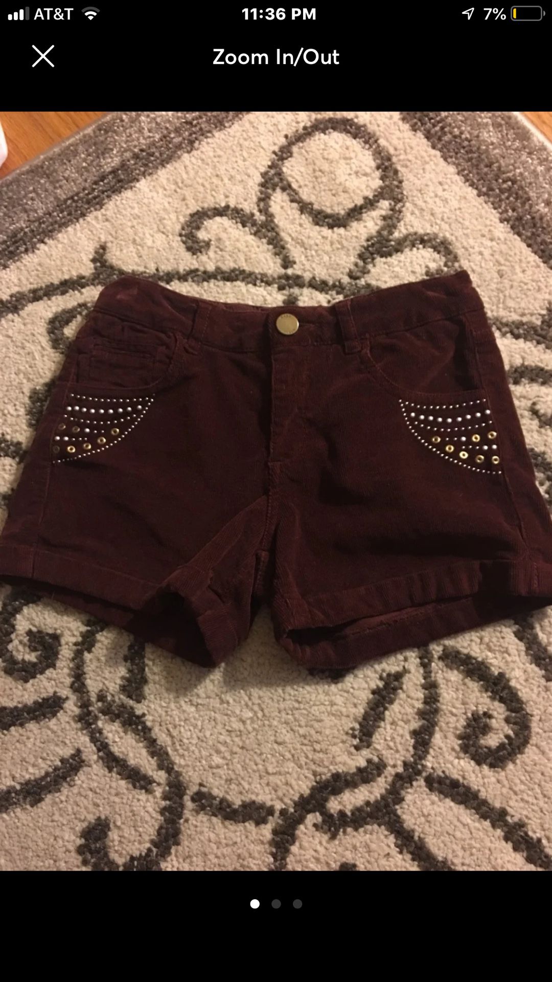 Zara Girls Corduroy burgundy shorts with studs size 5/6