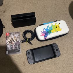 Nintendo Swith with Pikachu Game Case & Octopath Traveler