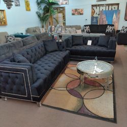 😍 Black Velvet Sofa And Loveseat Set