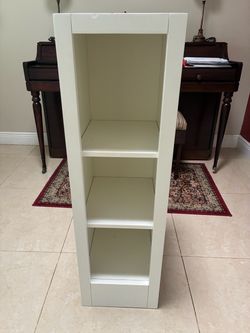 White 3-Shelf Narrow Bookcase