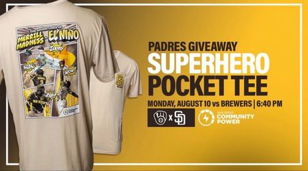 San Diego Padre Superhero Pocket Tee from game on 8/10/26