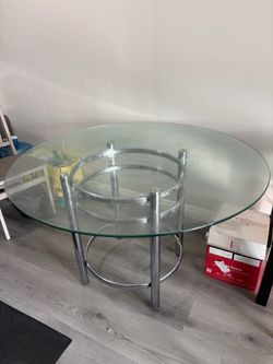 Round Glass Top Dining Table Chrome Base