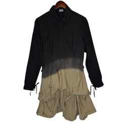 Luna Luz Women’s Shirt Dress Medium Black Beige