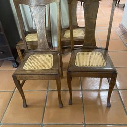 Set Of 3 Turn of the Century Oak Highback Dining Chairs