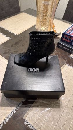 DKNY Black Perforated Heeled Ankle Boot