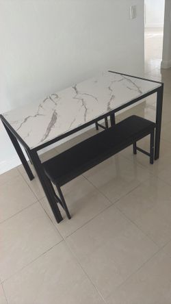 Marble Dining Set W Benches