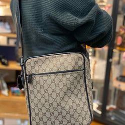 Gucci Beige GG Canvas Messenger Crossbody Retail Value $1899 + Tax 
