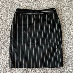 Armani Collezioni Women Pencil Skirt 100% Wool Size 8 Black Pinstripe Italy Made