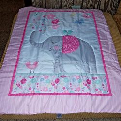 Pink Grey Elephant Crib Bedding NEW!