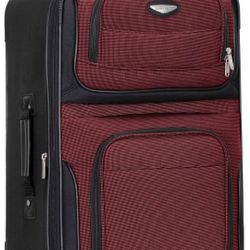 Travel Select Amsterdam 25-Inch Softside Expandable Rolling Upright Luggage, Lightweight 2-Wheel Suitcase with Push-Button Handle, Burgundy