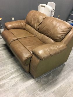 Brown leather sofa