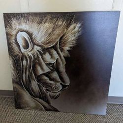 Large Lion Oil Paint Canvas