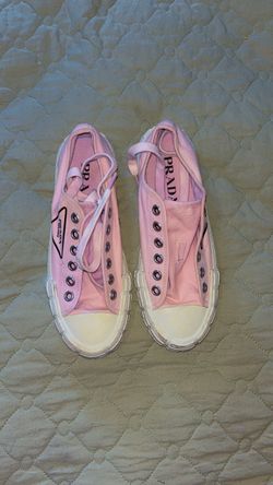 Prada Pink Canvas Low-Top Sneakers