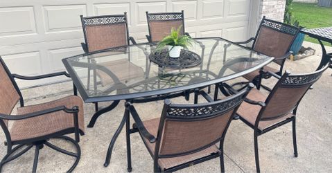 Set 7 pieces patio table and chairs aluminum