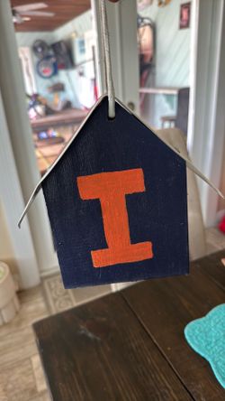 Bird house orange and blue