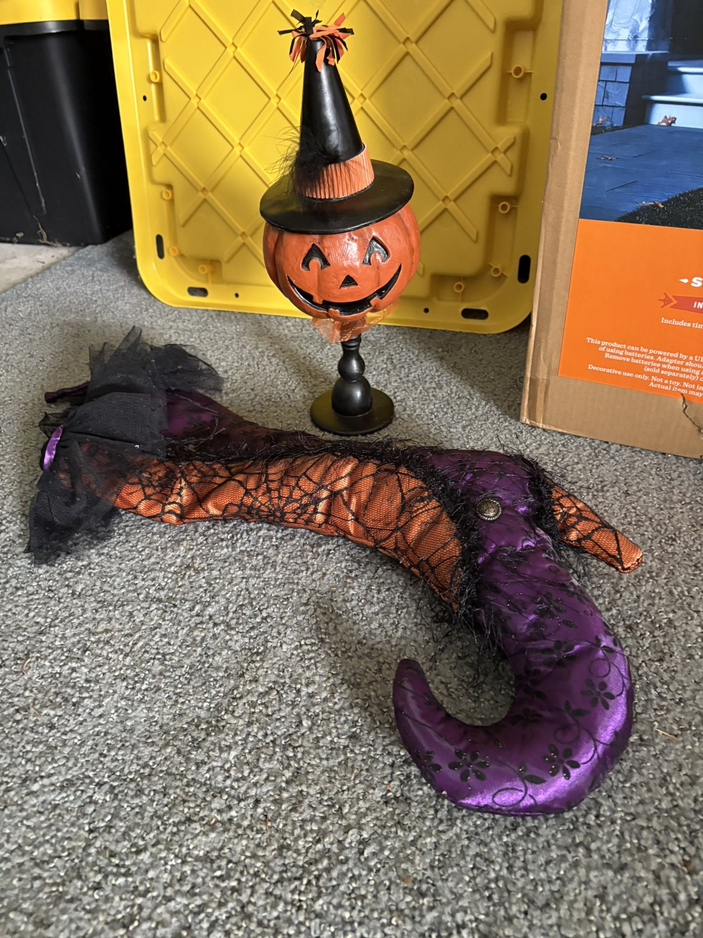 Standing Pumpkin Witch With Witch Boot Stocking
