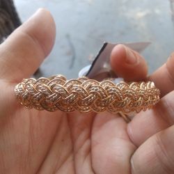 Hand Made Sterling Silver And 14k Gold Bracelet 