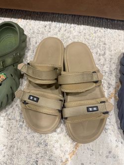 Tan Double Strap Slide Sandals