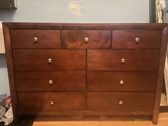 9-Drawer Brown Wood Dresser
