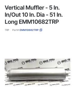 Vertical Muffler - 5 In. In/Out 10 In. Dia - 51 In. Long EMM10682TRP