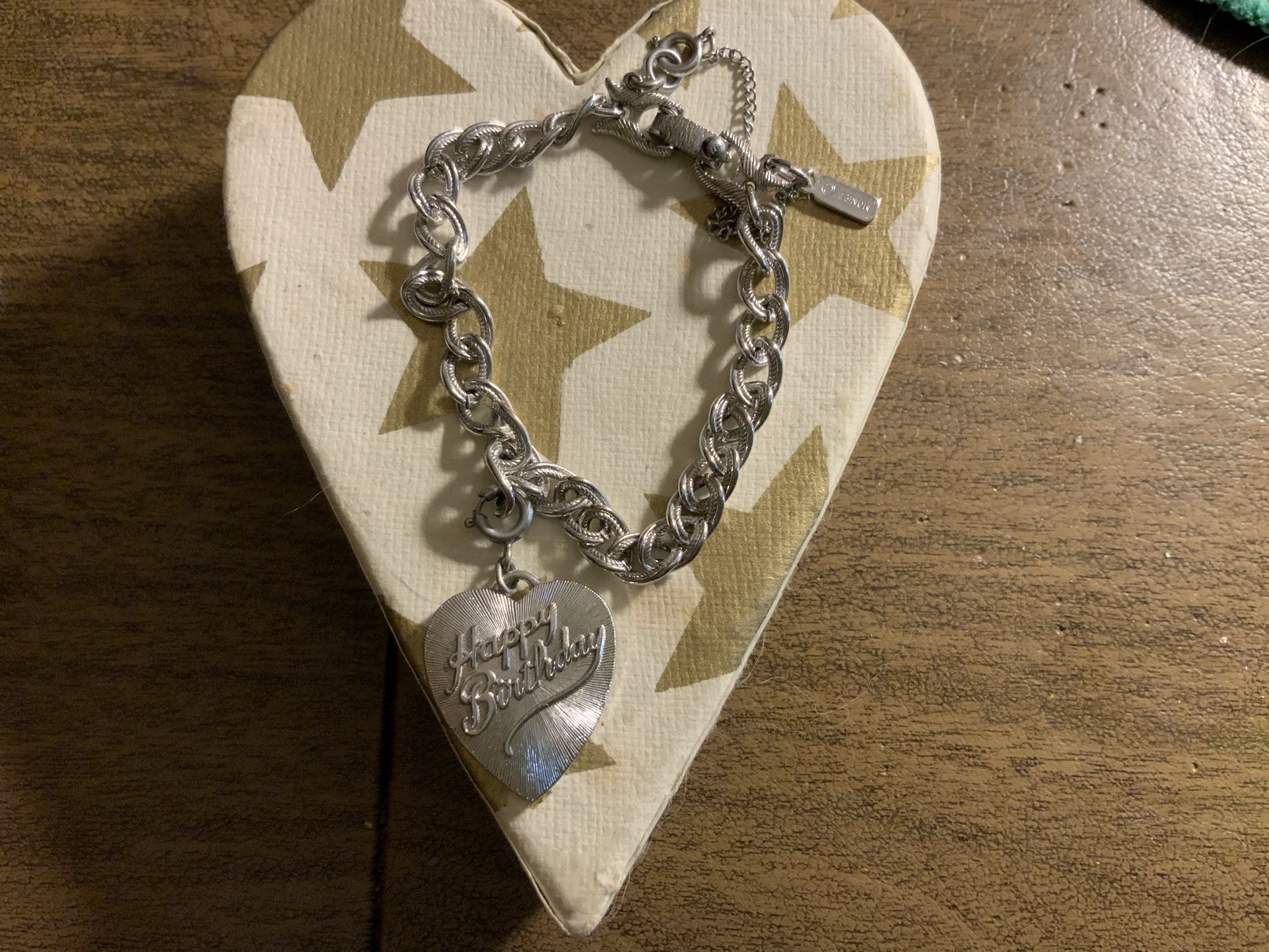 Vintage Monet Charm Bracelet With Happy Birthday Charm