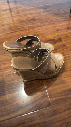Jimmy Choo Nude Leather Espadrille Wedge Sandals
