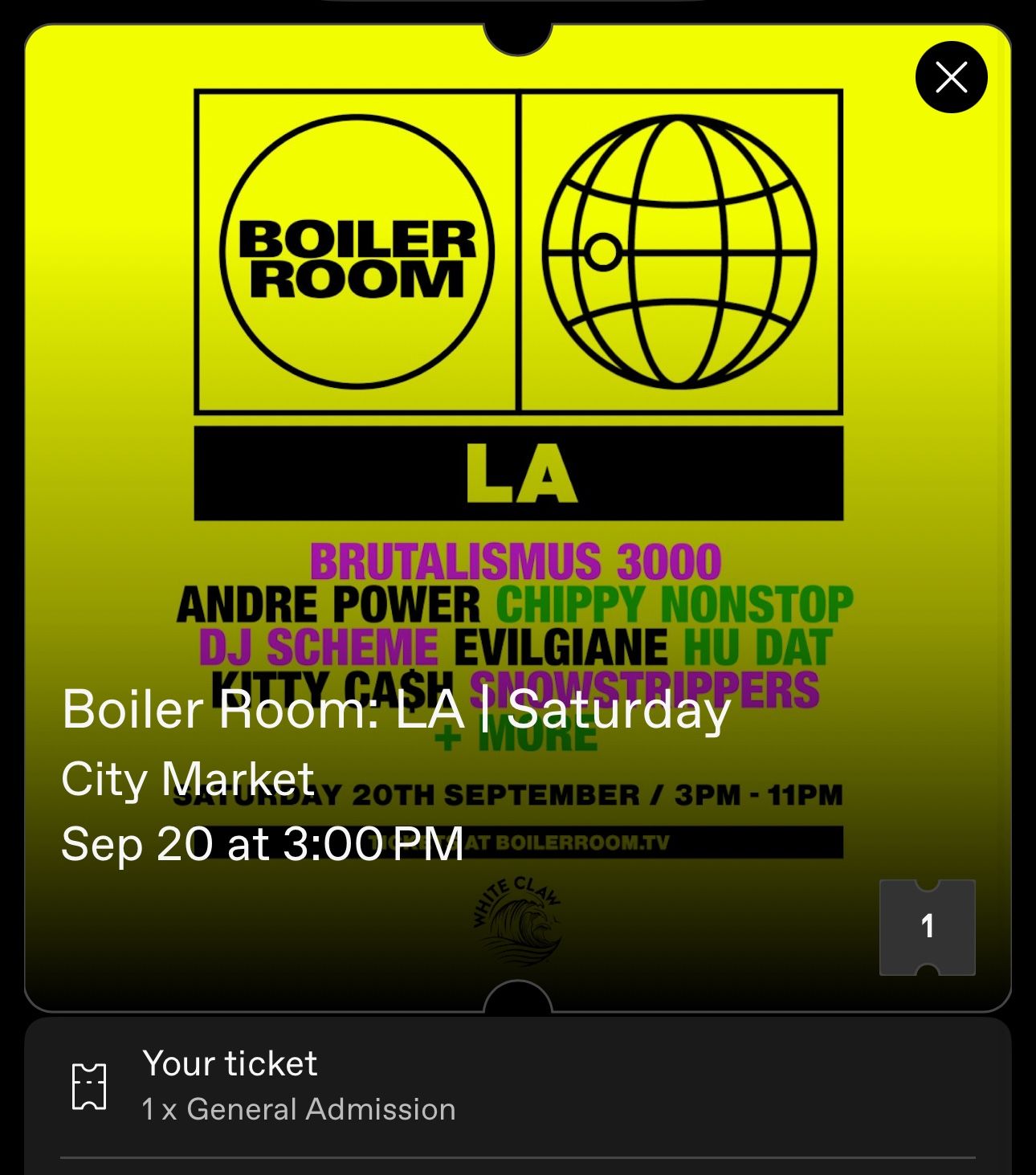 Boiler Room Saturday Ticket!! 