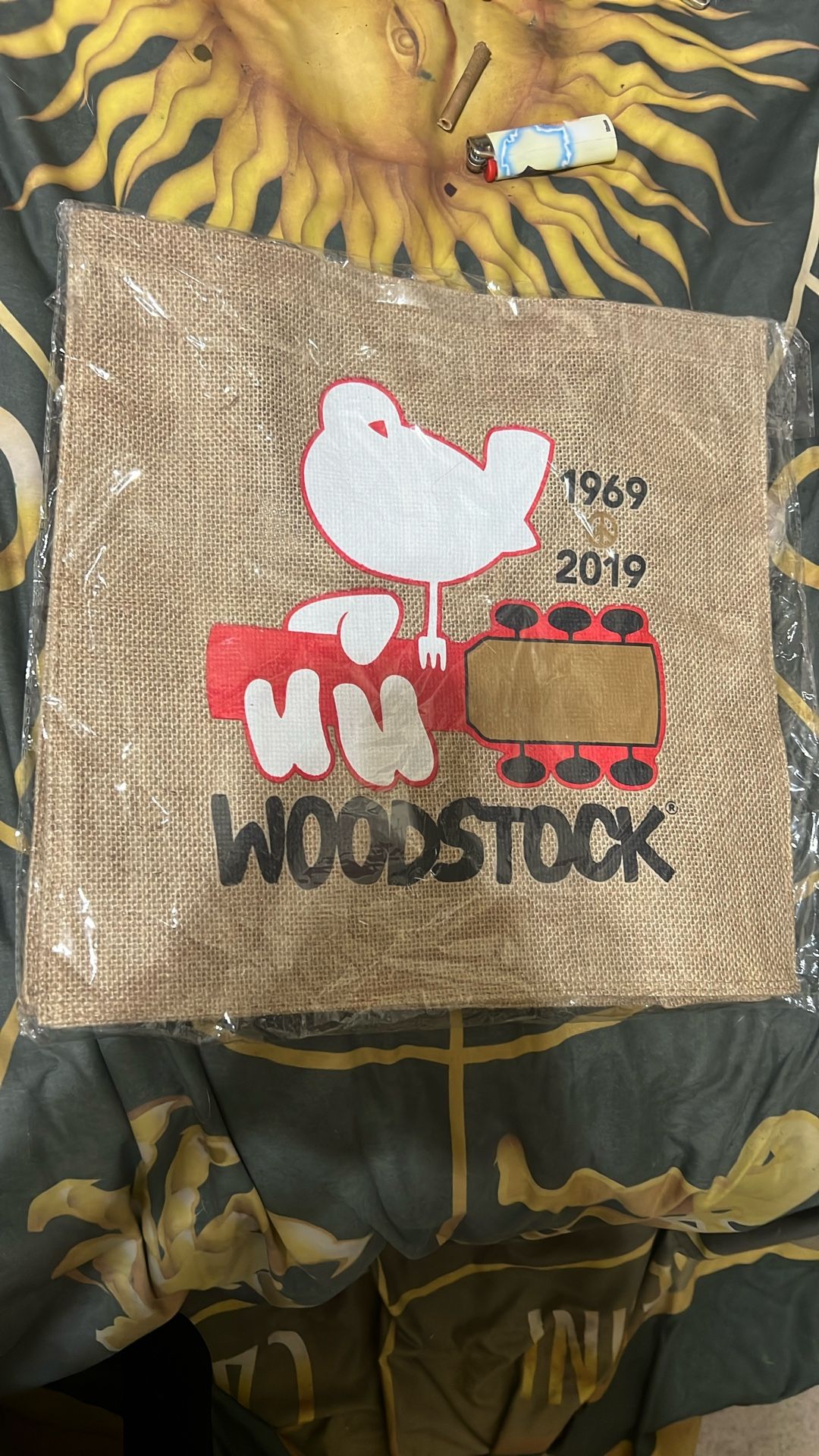 Woodstock Burlap Festival Bag