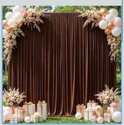 5 ft x 10 ft Brown MARRÓN  Backdrop Curtains for Weddings and Parties – Wrinkle-Free Fabric for Photography, Birthdays, and Baby Showers – Soft Materi