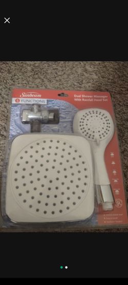 Brand New Sunbeam 5 Functions Dual Shower Massager With Rainfall Head Set 
