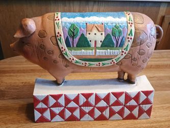 Jim Shore " Heartland," Pig Doorstop