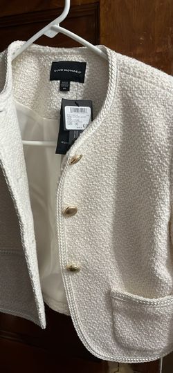 Club Monaco Tweed Cutaway Jacket Ivory Size 00