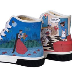 Hilariously Unique Women’s High-Top Sneakers – Dancing Tuxedo Man & Fireworks