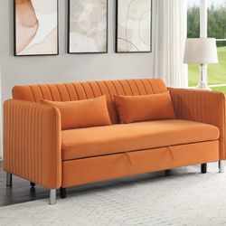 🚚Ask 👉Sectional, Sofa, Couch, Loveseat, Living Room Set, Sleeper. 

✔️In Stock 👉Greenway Orange Velvet Convertible Studio Sofa with Pull-out Bed 