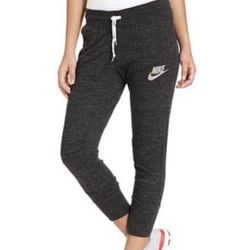 Nike Dark Heather Charcoal Gray Cropped Joggers Sweatpants Sz XS