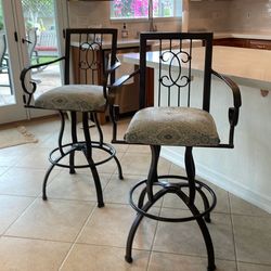 Pair of Swivel Wrought iron bar stools