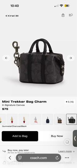 Mini Coach bag charm/keychain black leather